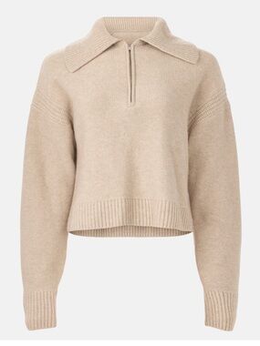 NAADAM Beige Cashmino Quarter-Zip Pullover